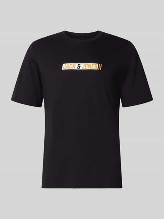 Jack & Jones Regular Fit T-Shirt mit Logo-Print Modell Munk in Black, Gr&ouml;&szlig;e XXL