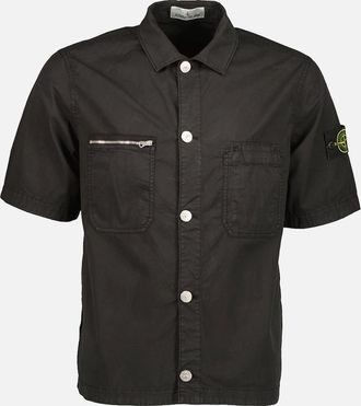 Stone Island Mens Supima Cotton Twill Stretch-TC Shirt - Blue - Size: Regular/36