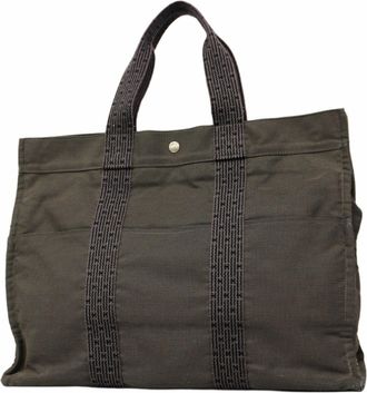 Hermès Gray Canvas Tote Bag (Pre-Owned)