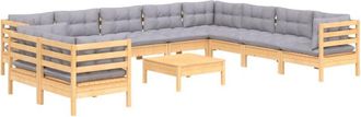vidaXL Juego De Muebles De Jard&iacute;n 11 Pzas Y Cojines Madera Maciza Pino Vidaxl