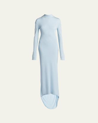 Tom Ford Long-Sleeve Twisted Open-Back Crepe Jersey Gown