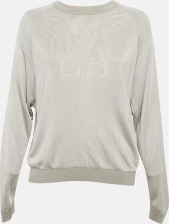 Emporio Armani Grey Logo Detail Fishermans Rib Jumper