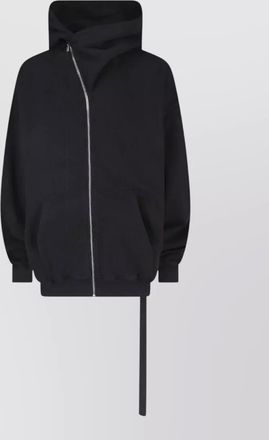 Rick Owens cotton oversized asymmetric zip hooded jacket
