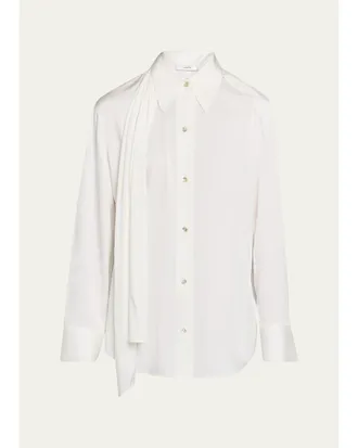 Vince Draped Scarf Silk-Blend Shirt