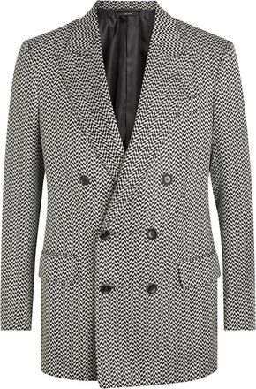 Tom Ford Double-breasted Herringbone Silk Blazer - Black And White - 48 (IT48 / M)