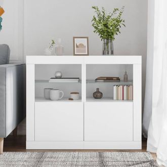 Berkfield Home Side Cabinets with LED Lights 2 pcs White Engineered Wood