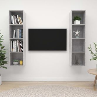 vidaXL Muebles De Sal&oacute;n De Pared 2 Pzs Madera Ingenier&iacute;a Gris Hormig&oacute;n Vidaxl