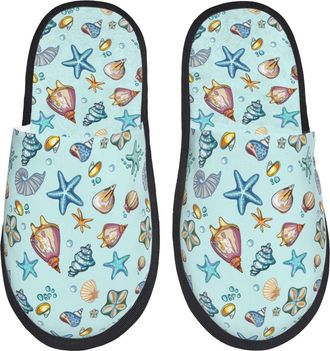 Generic Sea Shells Unisex House Slippers Cosy House Shoes Fluffy Shoes For Indoor Outdoor Winter M