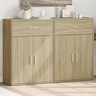 Berkfield Home Sideboards 2 pcs Sonoma Oak 60x30x84 cm Engineered Wood in Brown | Size: 60 x 30 x 84 cm