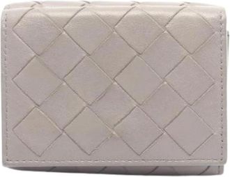Bottega Veneta Pre-owned Wallets, female, Gray, Size: ONE SIZE Pre-owned Leather Trifold Wallet