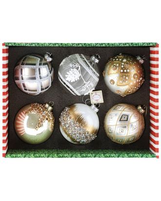 Mark Roberts Handmade Set Of 6 Assorted Gold/Ivory Ornaments