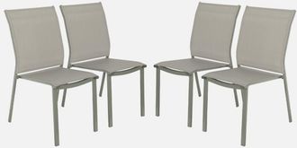 Sweeek Silla de jardín apilable de aluminio y textilene, set de 4