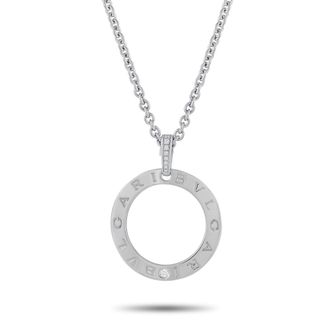 Bulgari 18K White Gold Diamond Pendant Necklace BV031022326