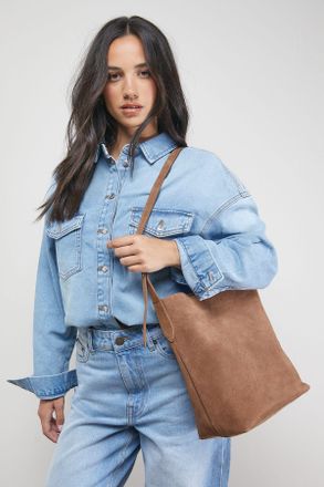 Oasis Womens Lilah Suede Slouch Bag - Beige Leather - One Size