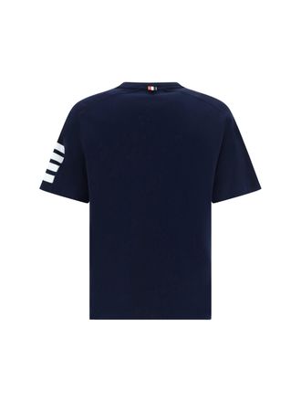 Thom Browne Horizontal Stripe Cotton T-Shirt - Navy