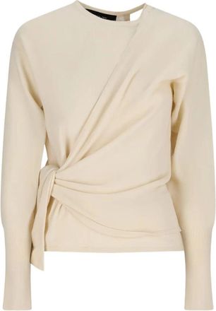 Federica Tosi Trui met ronde hals - Dames - Ronde hals truien - Beige - M - Wol - Truien & Vesten