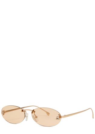 Fendi Narrow Oval-frame Sunglasses - Pink - One Size