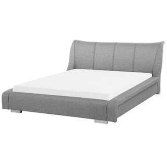 Beliani Cama De Agua Tapizada Gris 180 X 200 Cm Con Accesorios Estabilizaci&oacute;n Cabecero Moderno Grande Nantes