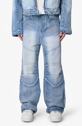 mnml Paneled Moto Denim Jeans in Washed Blue at Nordstrom, Size 36
