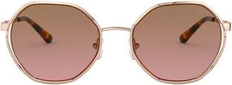 Michael Kors 57mm Gradient Round Sunglasses in Gold Rose at Nordstrom