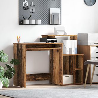 Berkfield Home Desk with Storage Old Wood 120.5x44x88.5 cm Engineered Wood