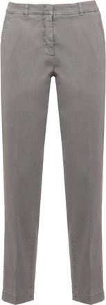 PESERICO Grey Mid-Rise Straight-Leg Cotton Pants