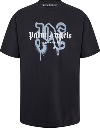 Palm Angels Mens La Mono Tee in Black Off White - Size X-Small