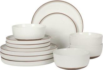 Gibson Home Northrock 12-Piece Stoneware Plates and Bowls Dinnerware Set, Service for 4 in White at Nordstrom