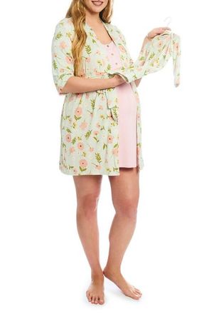 Everly Grey Carolyn During & After 4-Piece Maternity/Nursing Sleep Set for Mom & Baby in Carnation at Nordstrom, Size X-Small