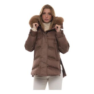 Peuterey Chaqueta acolchada con cuello de piel desmontable - Jackets - Mujer - Marr&oacute;n - L