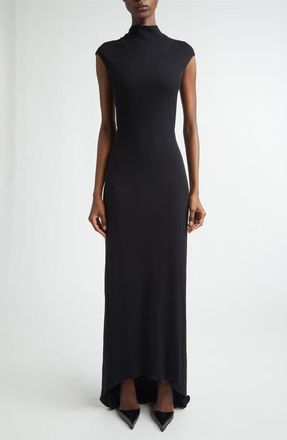 Tom Ford Mock Neck Sleeveless Jersey Gown in Black at Nordstrom, Size 10 Us