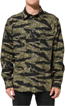 Dolce & Gabbana Camouflage Katoenen Casual Shirt met Patroon - Heren - Casual Overhemden - Veelkleurig - 2XL - Katoen - Overhemden