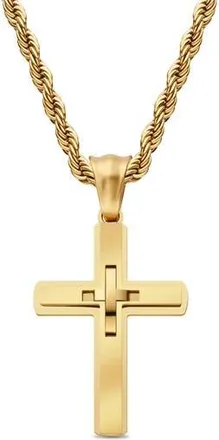 Edforce Mens Cross Pendant Necklace in Gold at Nordstrom Rack