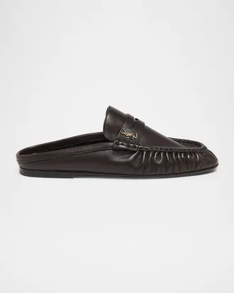 Saint Laurent Le Loafer Leather Penny Loafer Mules