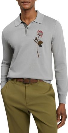 Ted Baker Maeliss Long Sleeve Polo in Grey at Nordstrom, Size 5