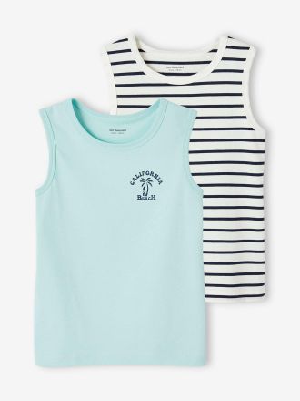 Vertbaudet 2er-Pack Jungen Tr&auml;gershirts mit Recycling-Baumwolle set gr&uuml;n