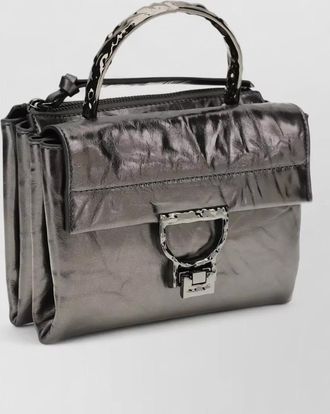 Coccinelle crossbody bag metallic finish adjustable strap top handle