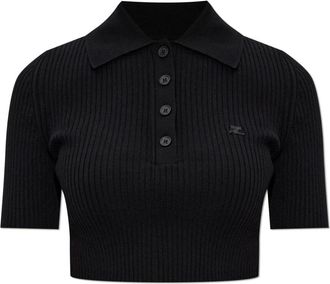 Courr&egrave;ges Korte Top met Geborduurd Logo - Dames - Polos - Zwart - M - Polyester - Tops
