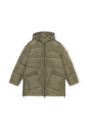 Ganni Recycled Polyester Oversized Puffer Midi Jacket - Size XXS/XS Green