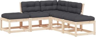 vidaXL Vidaxl - Juego De Sof&aacute;s De Jard&iacute;n 5 Pzas Con Cojines Madera Maciza Pino