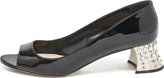 Miu Miu 45 mm sandalen met hak en verfraaid met kristallen - Zwart