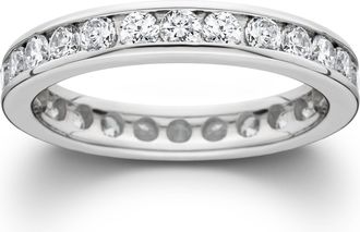 Pompeii3 1 1/2ct Channel Set Diamond Eternity Ring 14K White Gold Lab Grown Wedding Band Size Selectable