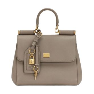 Dolce & Gabbana Tassen, Dames, Beige, ONE Size, Leer, Sicily Top Handle Satchel