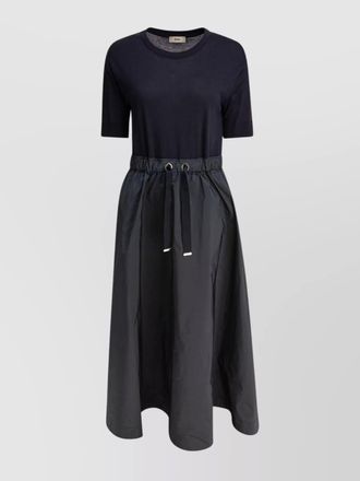Herno waistband crew neck midi drawstring sleeves