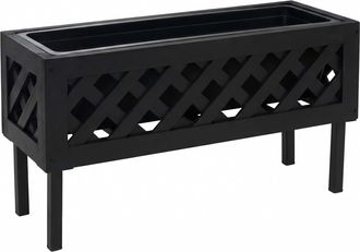 Hhg Jardinera Hhg-474, Maceta Para Flores Y Plantas, Para Interior Y Exterior, De Madera De Acacia Con Certificaci&oacute;n Mvg, 35 X 64 X 24 Cm, Negro