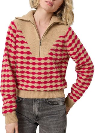 Lilla P Mixed Stitch Alpaca & Wool-Blend Half Zip Pullover