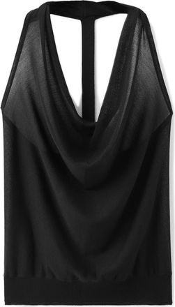 Mango Draped Fine Knit Top in Black at Nordstrom, Size Medium