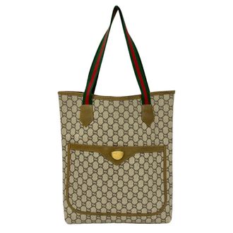 Gucci Brown Green Red Color Leather Pvc Handbag Tote Bag (Pre-Owned)