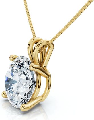Pompeii3 Certified 3Ct Solitaire Round Diamond Pendant 14k Gold Necklace Lab Grown 18