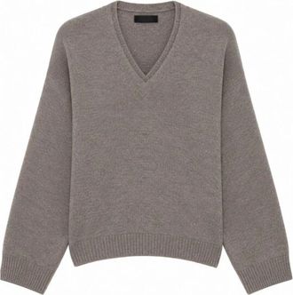 Fabiana Filippi Fijne gebreide V-hals trui - Dames - Truien - Beige - Maat: M